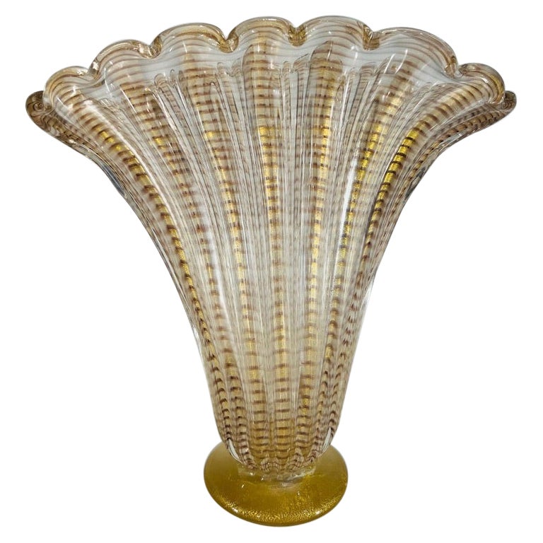 Barovier&Toso Murano glass "zebrato" with gold circa 1950 For Sale