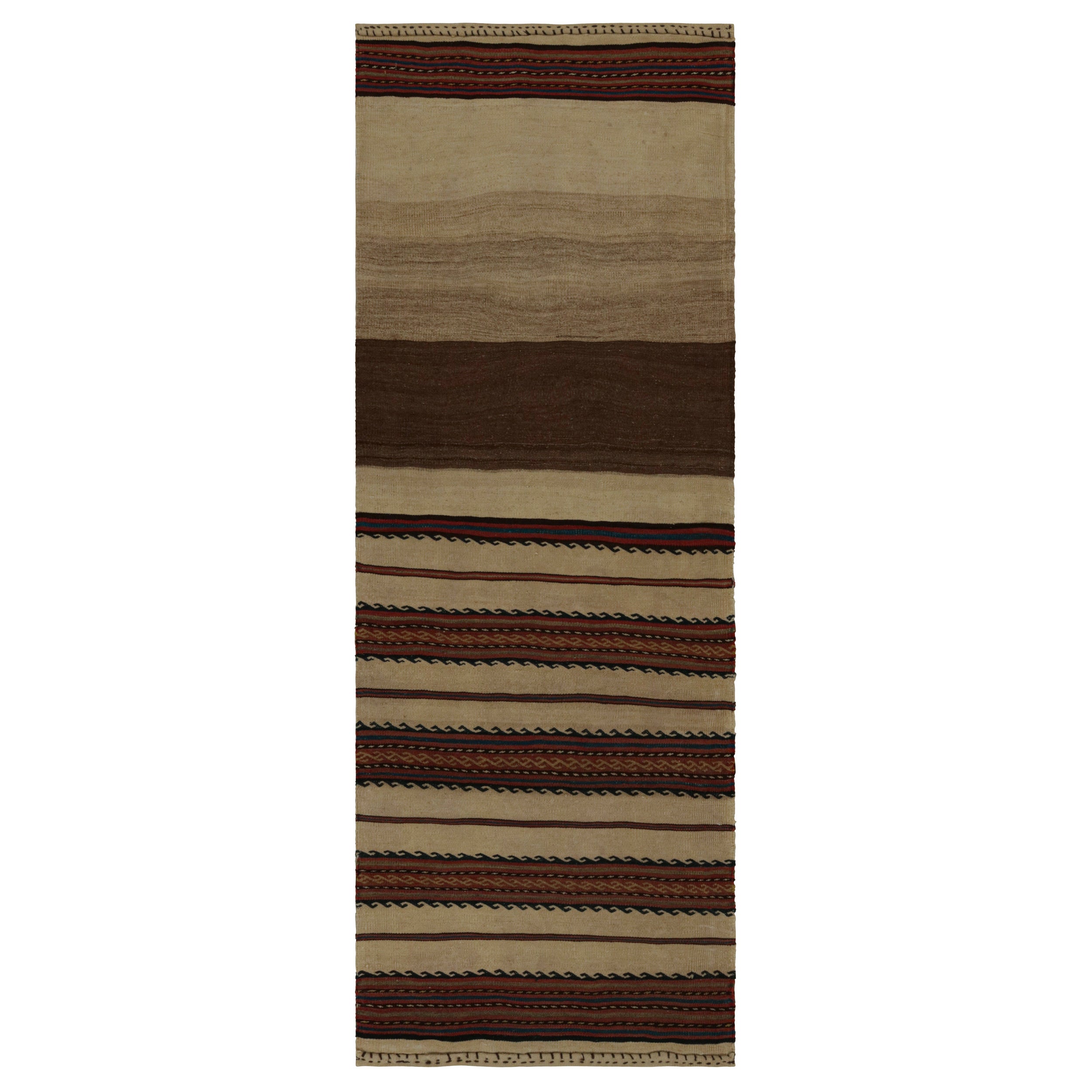 Vintage Afghani tribal Kilim runner rug, in Beige/brown, from Rug & Kilim