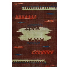 Vintage Zeki Müren Art Deco Rug in Red with Geometric Patterns, from Rug & Kilim