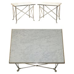 Used PAIR OF RALPH LAUREN BEL AIR CONSOLE TABLES LIONS PAW FEET & ITALIAN MARBLE TOPs