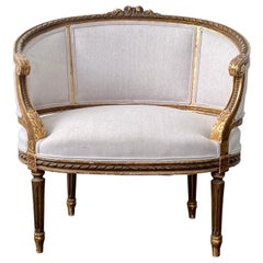 19th Century Louis XVI Style Giltwood French Marquise Chair