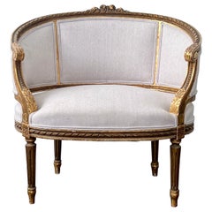 Antique 19th Century Louis XVI Style Giltwood French Marquise Chair