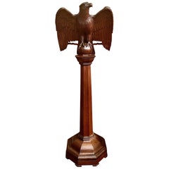 Antique Hand-Carved Solid Oak Eagle Lectern, Circa 1900's.