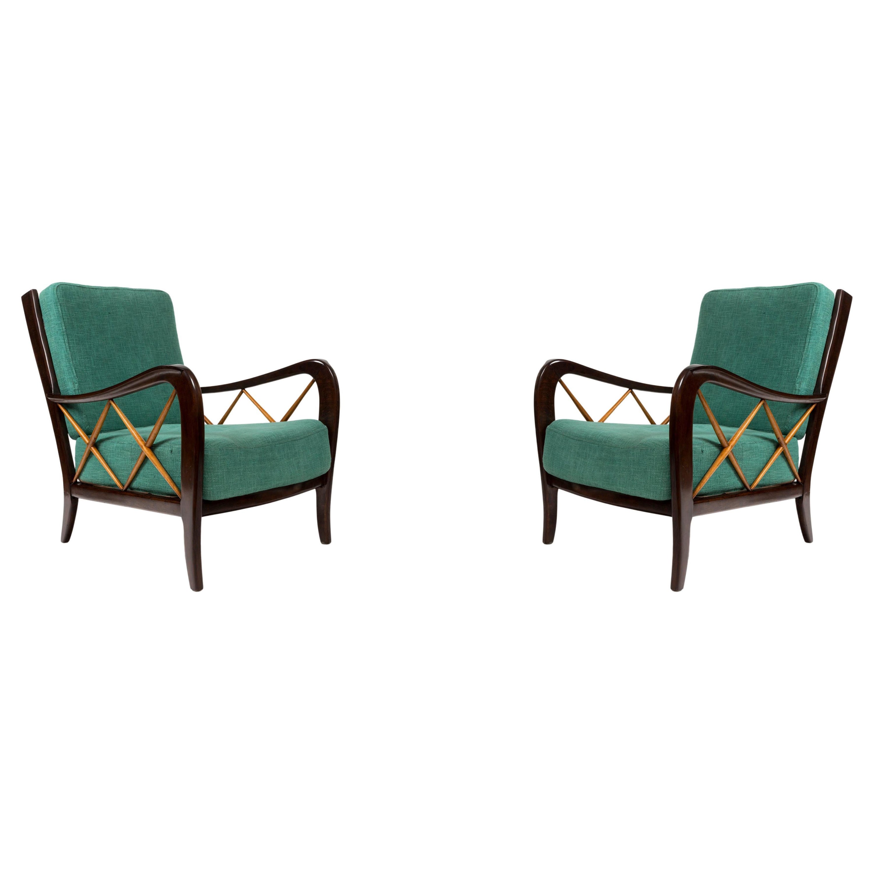 Pair Of 20th Century Italian Lounge Chairs  For Sale