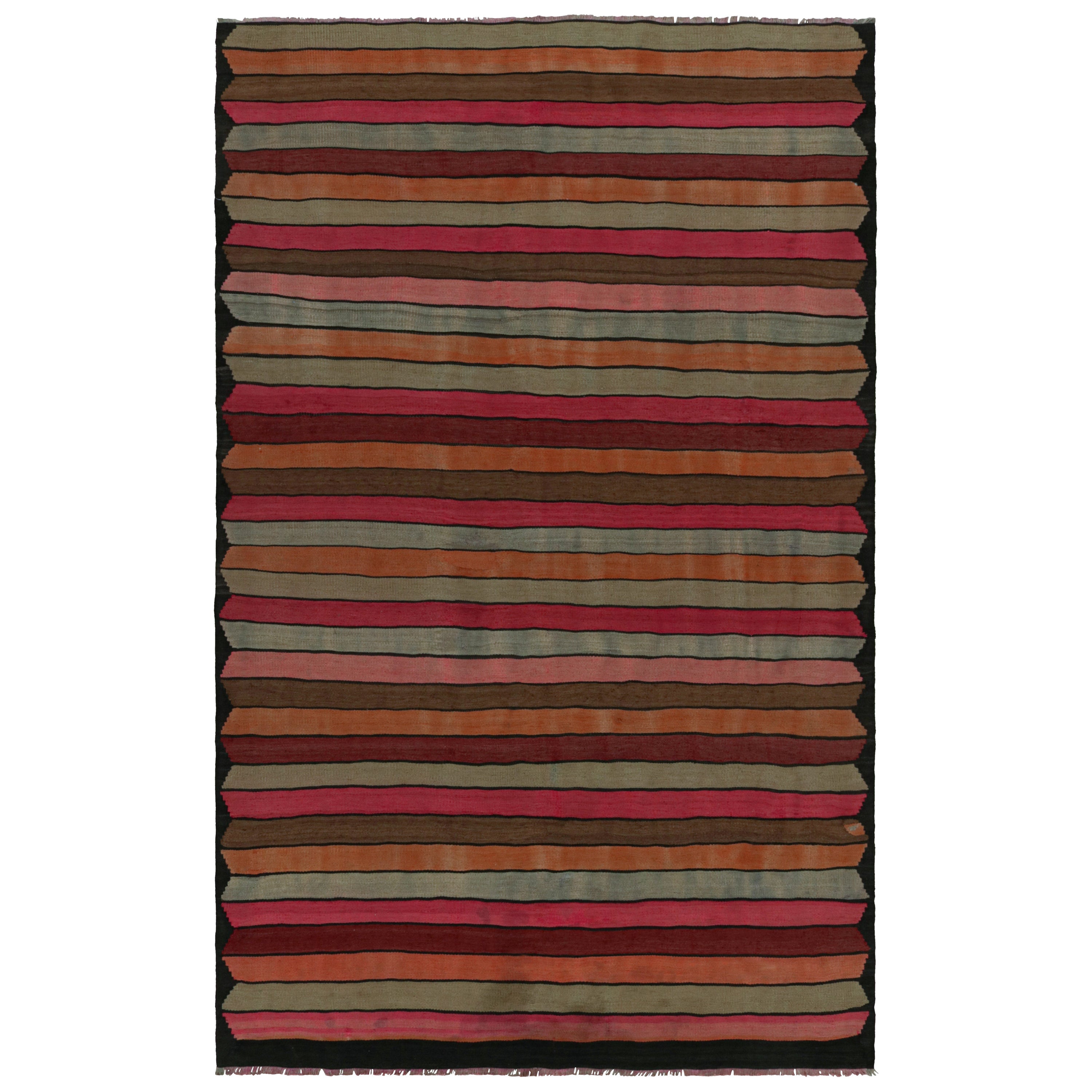 Vintage Persian tribal Kilim rug, with Stripes, from Rug & Kilim For Sale