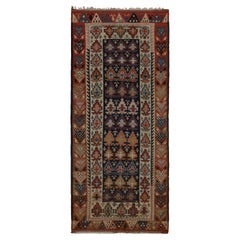 Vintage Stammes-Kilim in blau-braunen geometrischen Mustern, von Rug & Kilim