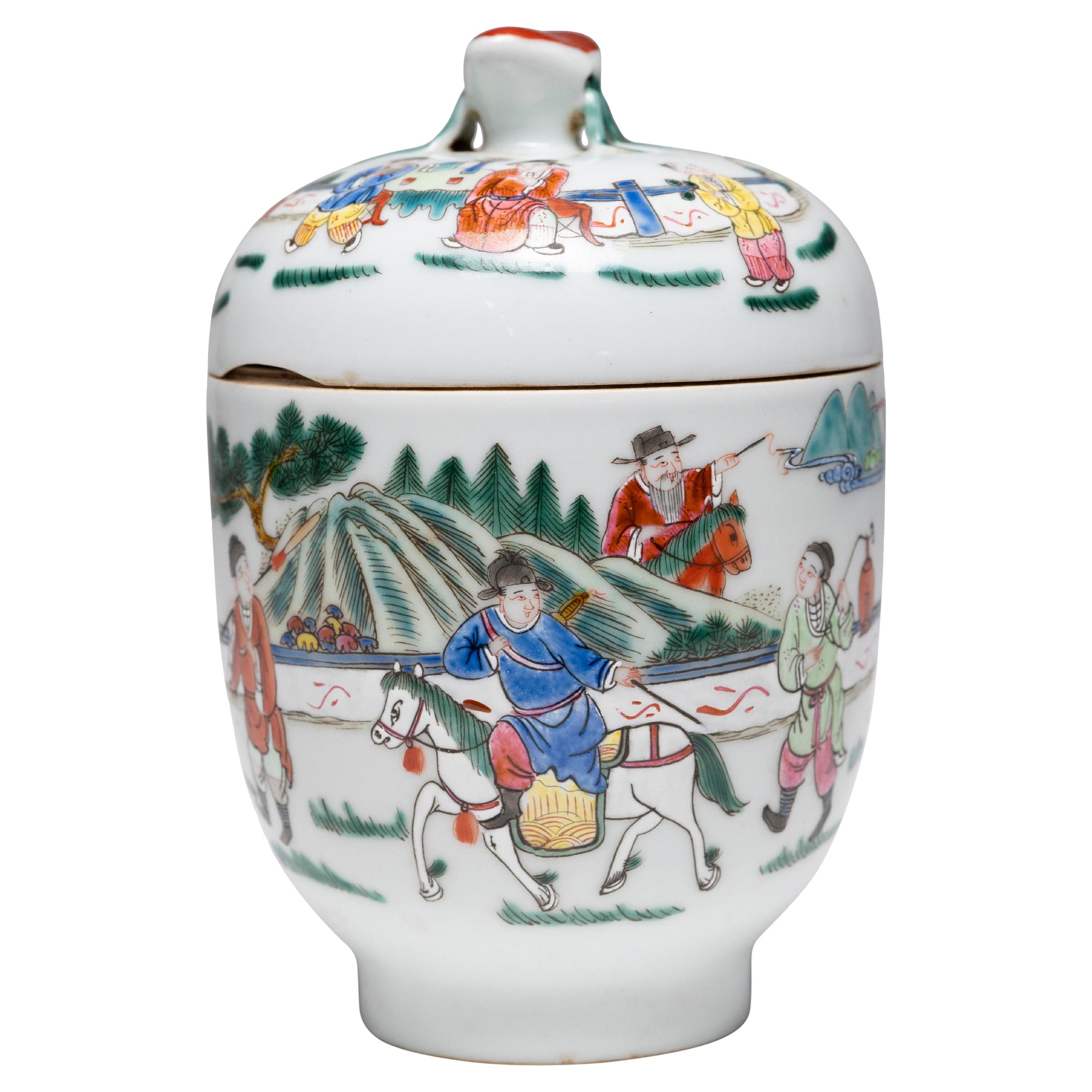 Chinese Famille Verte Jar with Horseback Procession