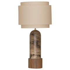 Tobacco Alabaster And Walnut Base Pura Kelo Double Table Lamp by Simone & Marcel