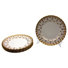 Set of 6 Salad or Dessert Plates, Spode's Fleur de Lys Gold, Mid-20th century