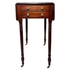 Ancienne table Pembroke anglaise William IV en acajou, vers 1840-1860.  