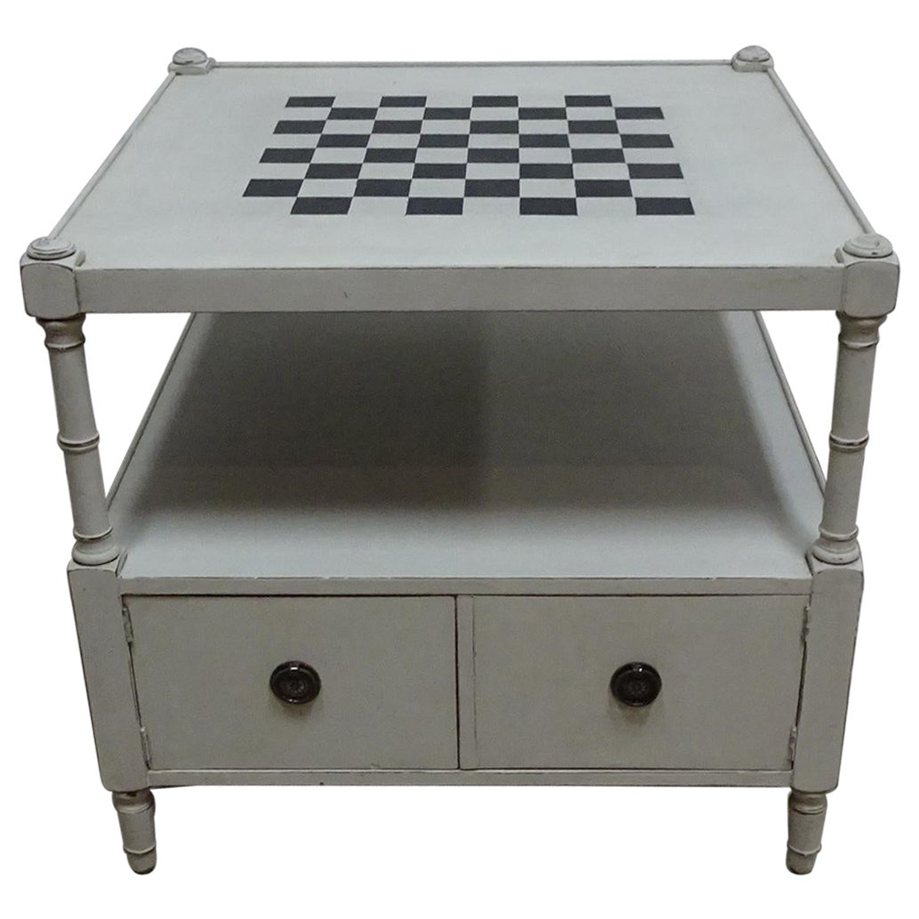 Gustavian Style Chess Side Table For Sale