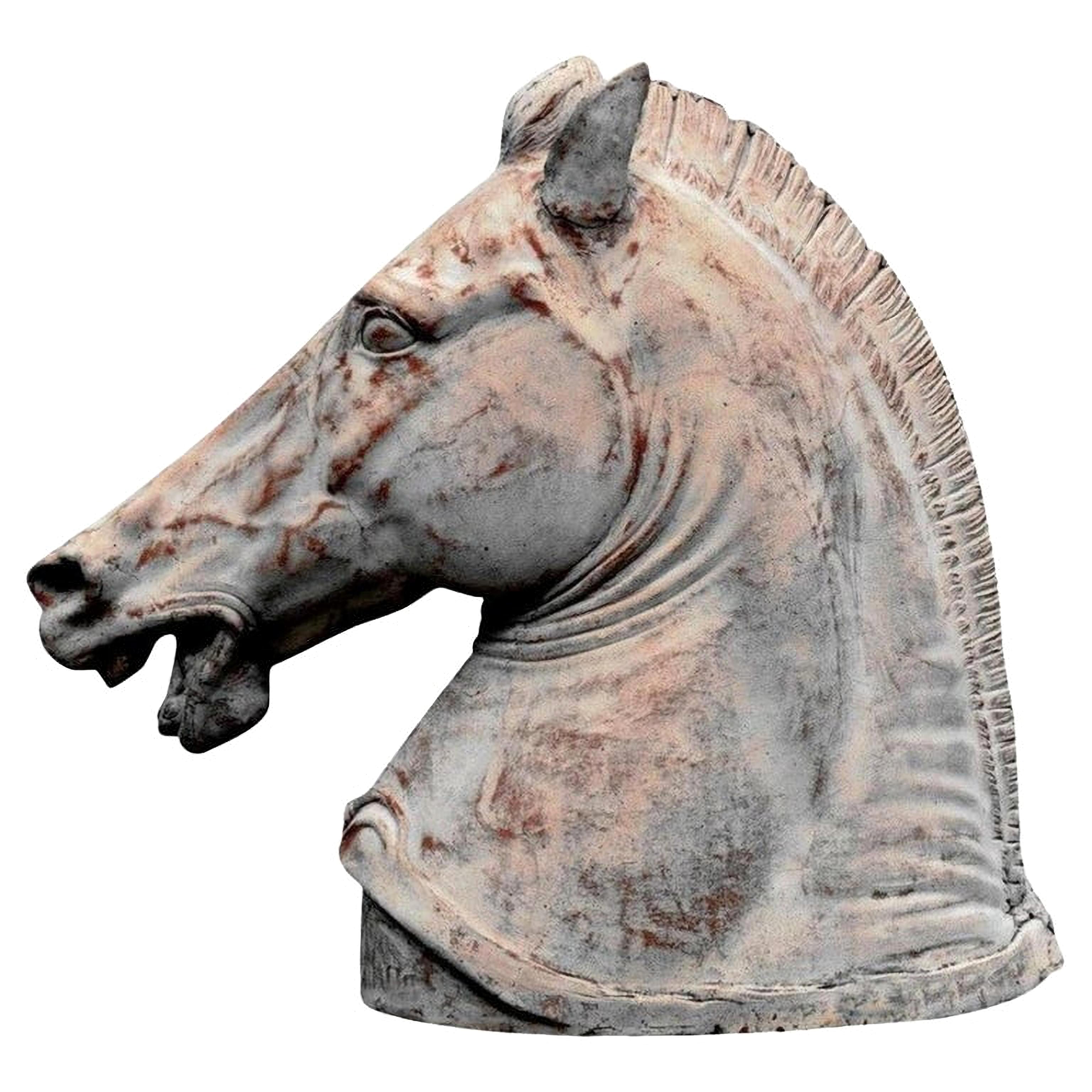 Cheval romain en terre cuite, fin du 19ème siècle