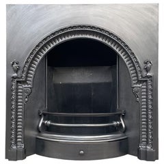 Antique mid Victorian cast iron arched fireplace insert