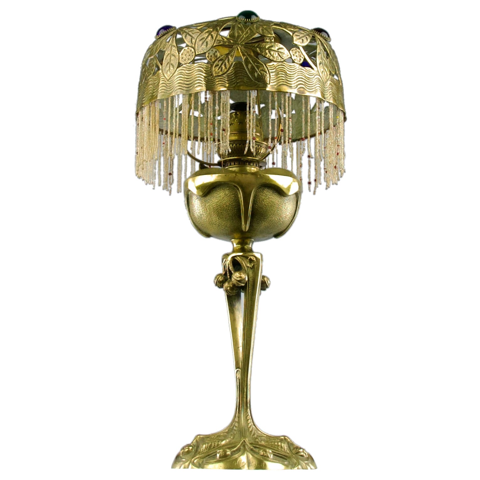 L.R. Georges Leleu Apollon, lampe à huile ancienne, Art nouveau français du 19e siècle en vente
