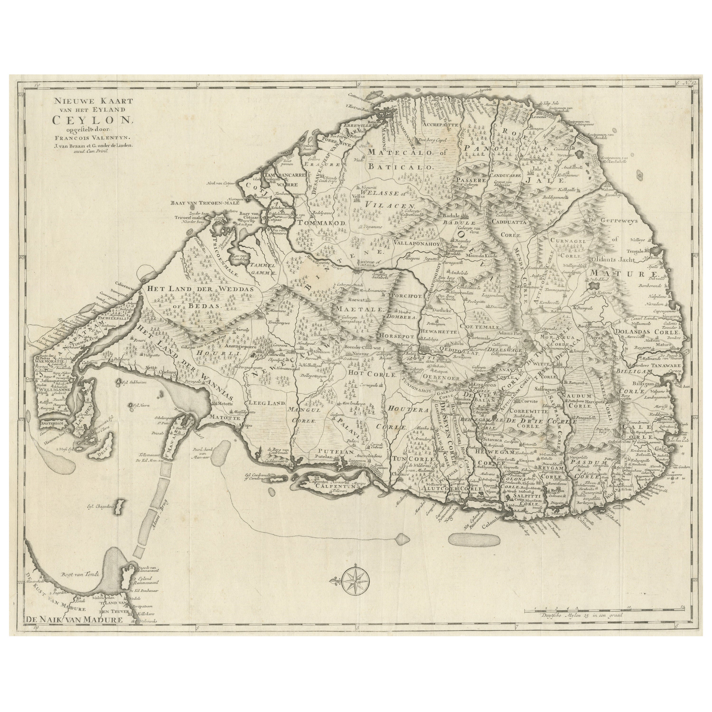 Large Antique Map of Ceylon, Sri Lanka