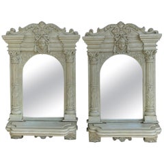 Vintage 1970s Gilt Carved Resin Sculptural Wall Mirrors, Set of 2