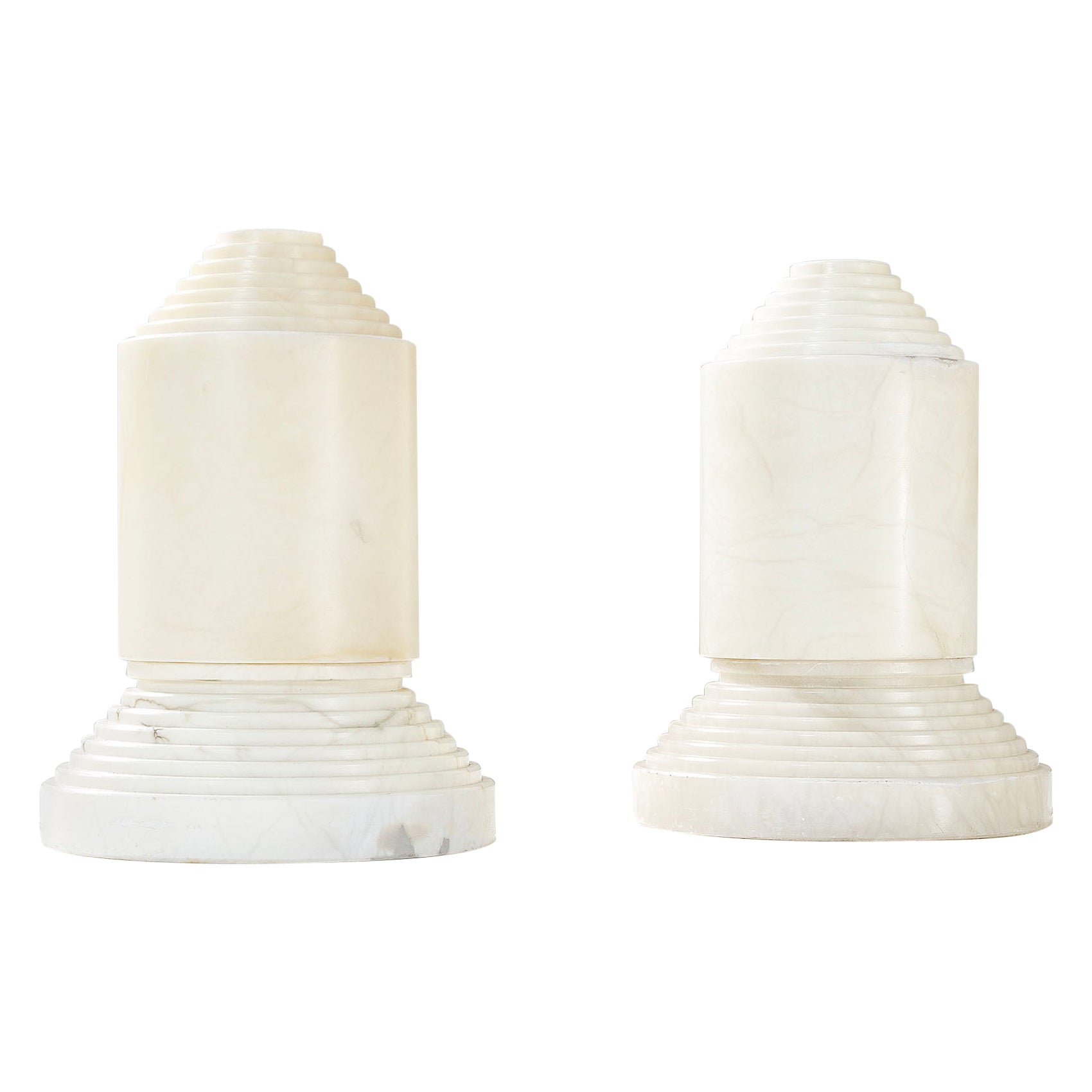 20th Century Sergio Asti Pair of Table Lamps in White Marble, 70s For Sale