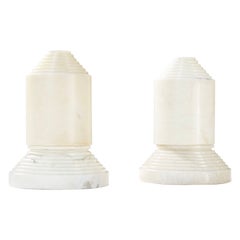 20th Century Sergio Asti Pair of Table Lamps in White Marble, 70s