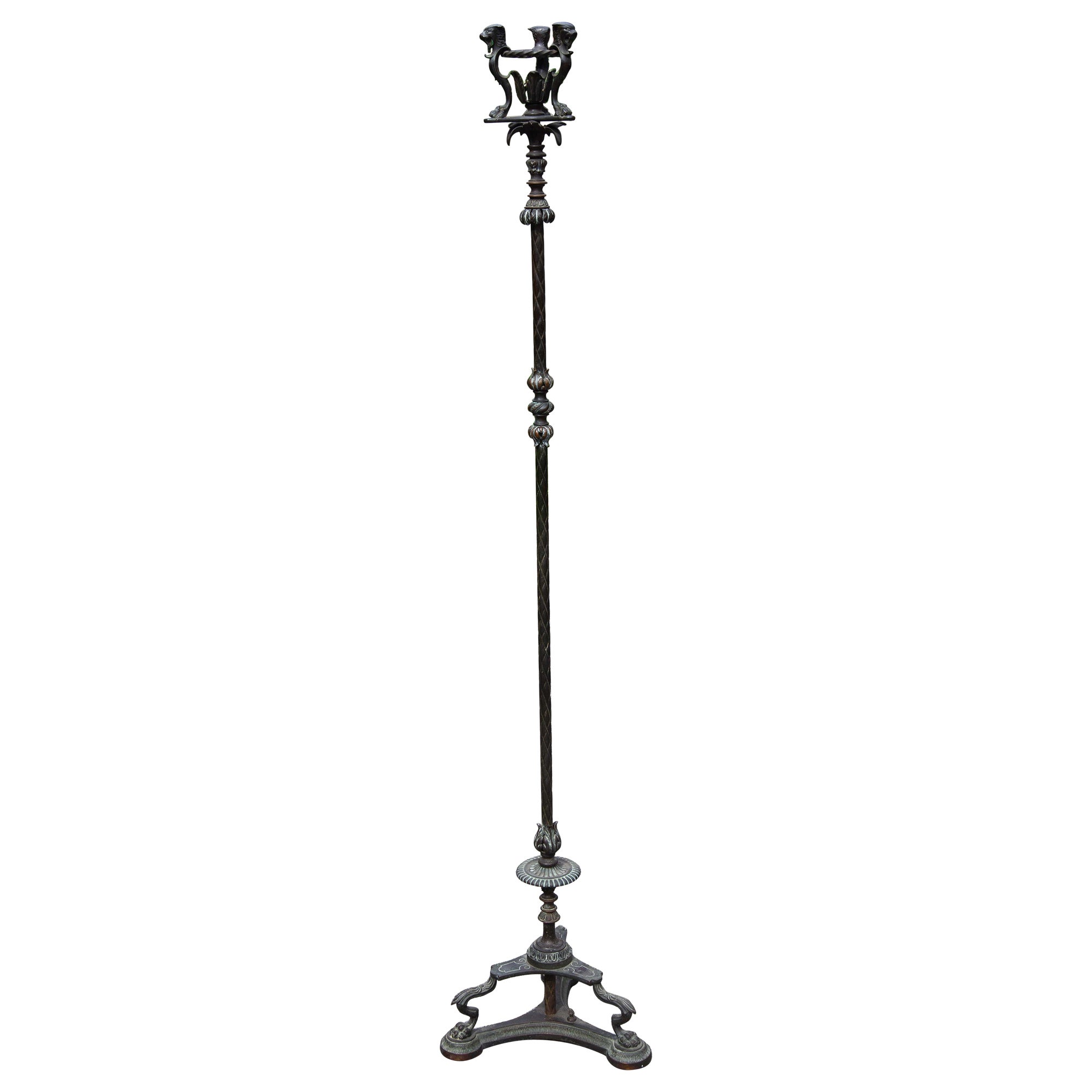 Antique Neoclassical  Bronze Floor Lamp For Sale