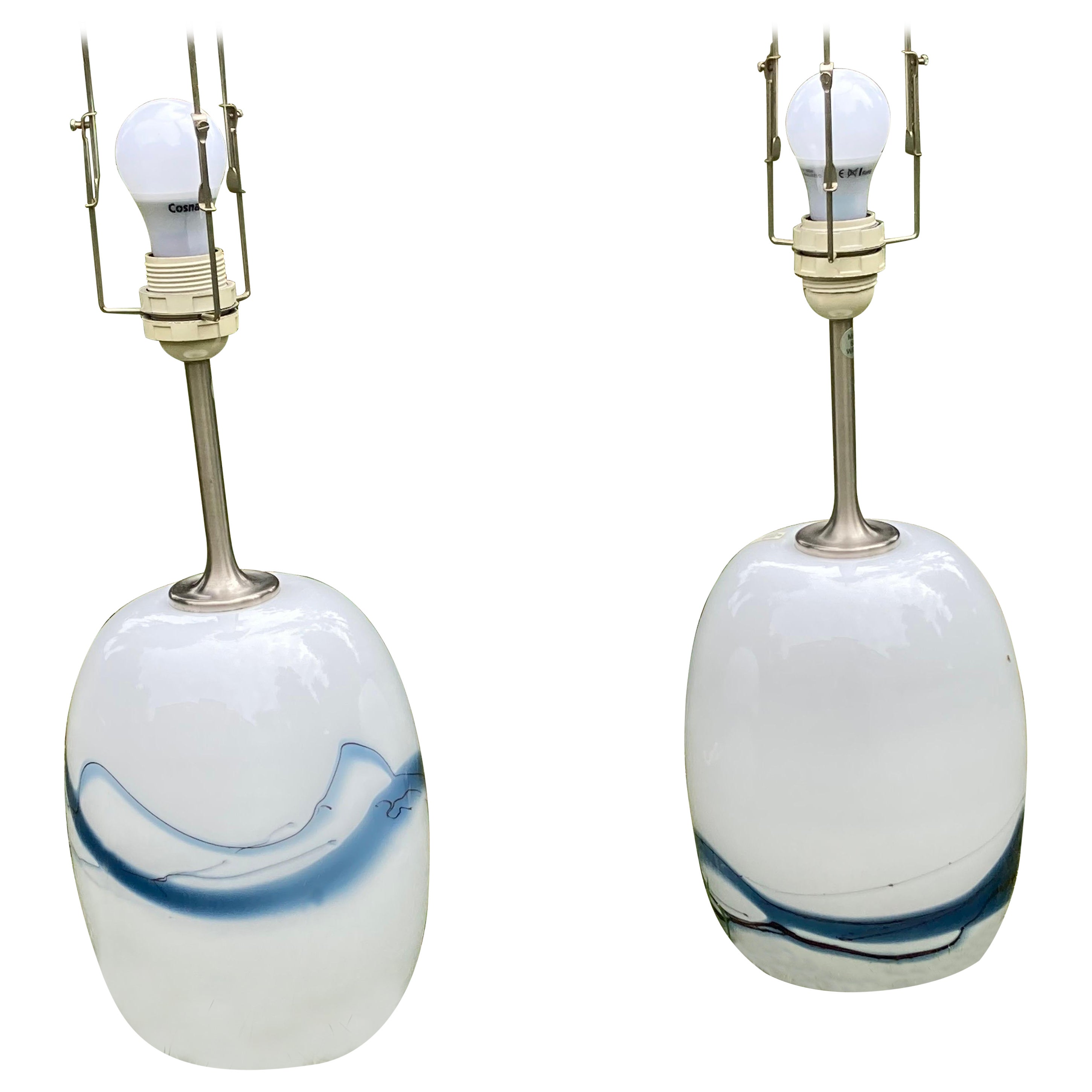 Pair of Holmegaard Lamps Sakura Design Michael Bang, 1984, Denmark For Sale