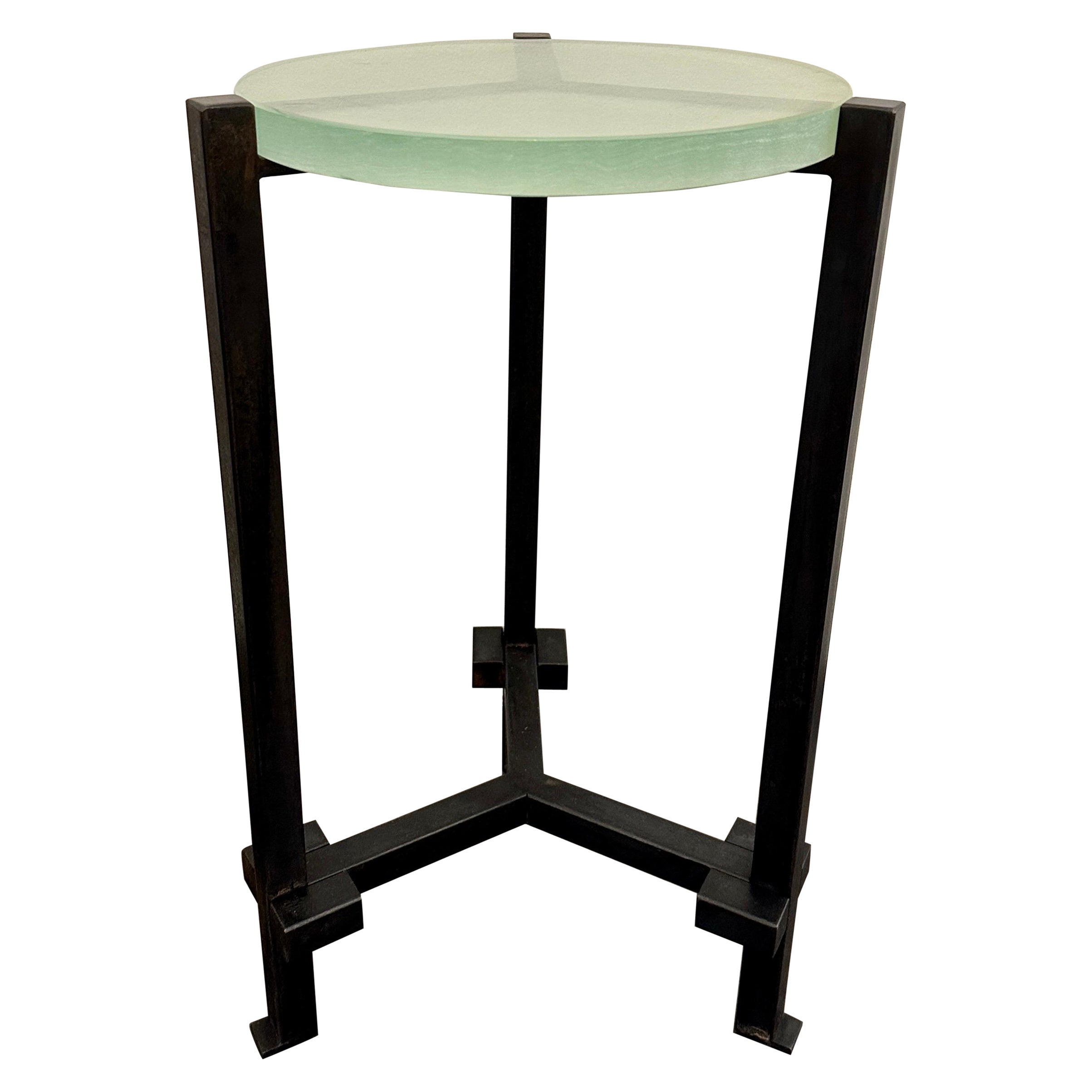 Industrial Studio Occasional Table w/19th C. Glass, 4 available For Sale