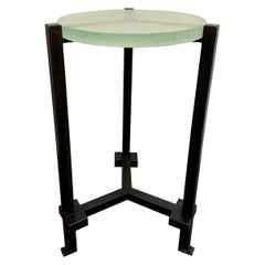 Industrial Studio Occasional Table w/19th C. Glass, 4 available