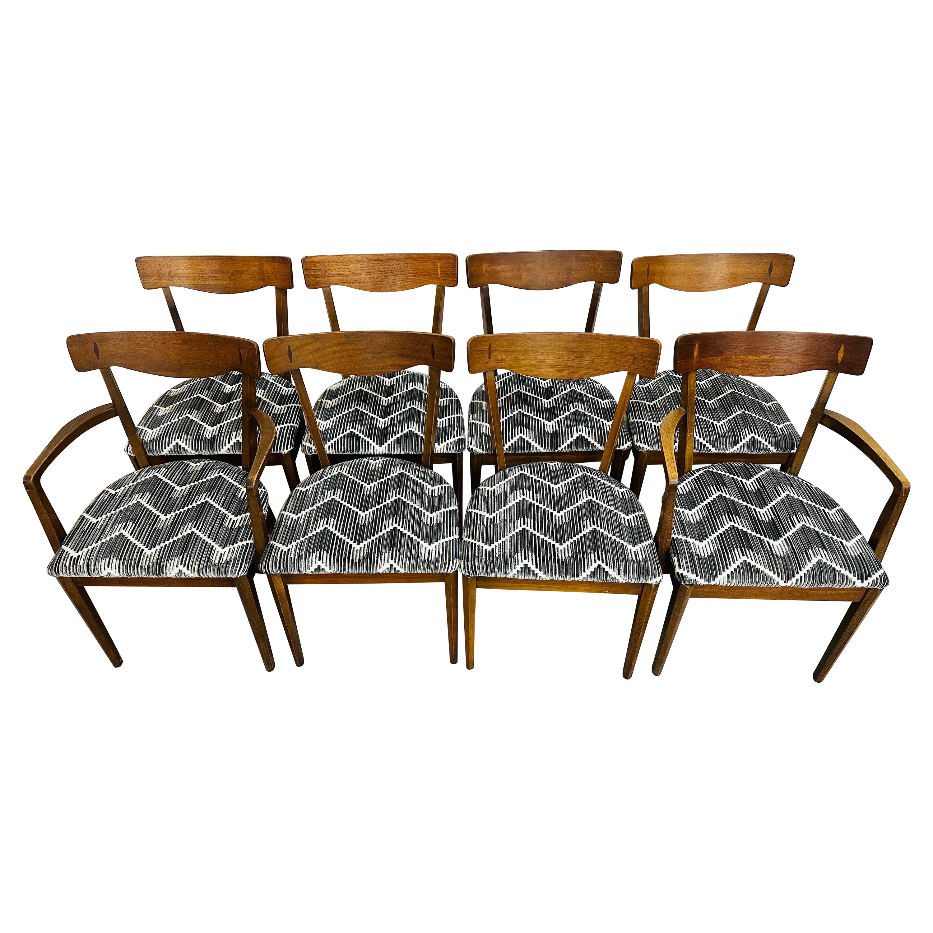 Mid-Century Modern Drexel Declaration Walnut Dining Chairs - Set of 8