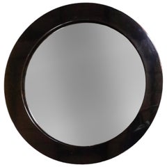 Black Lacquer Large Round Wall Mirror