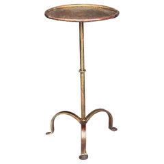 Vintage Spanish Gilt Metal Drinks Table on a Tripod Base