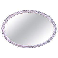 Vintage Handpainted Victorian Style Oval Mirror in Pale Pink