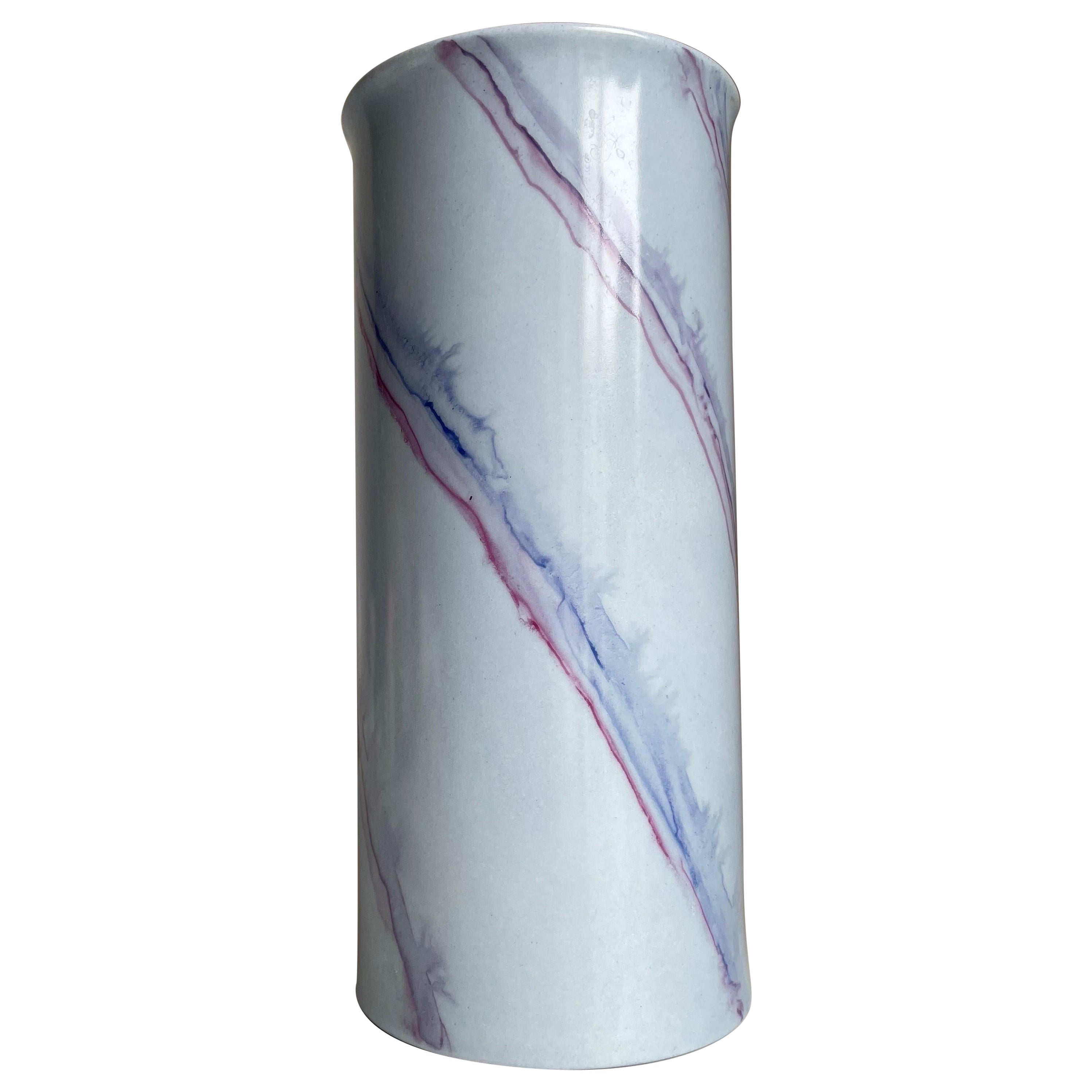 Rosenthal Tall Periwinkle, Blue, Lilac Striped 80s Vase For Sale