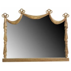 Used Neo-classical Gilt Wood Draped Curtain Framed Wall Mirror 