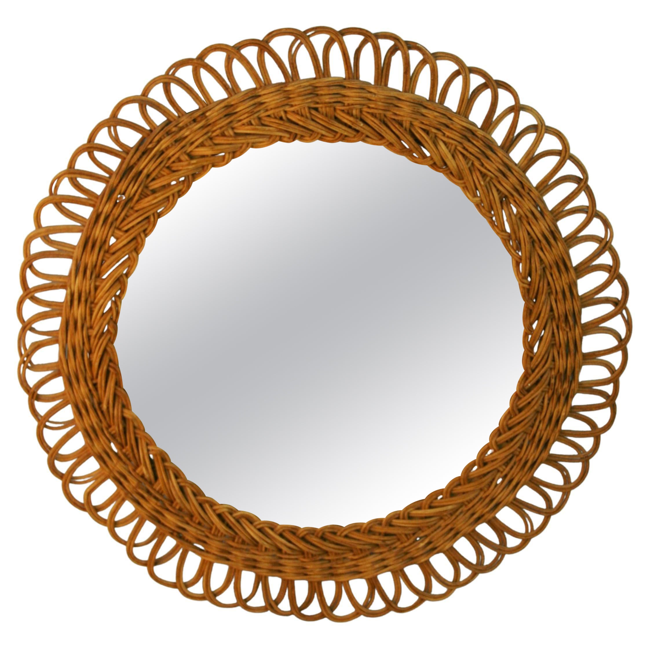 French Breaded Wicker Mirror