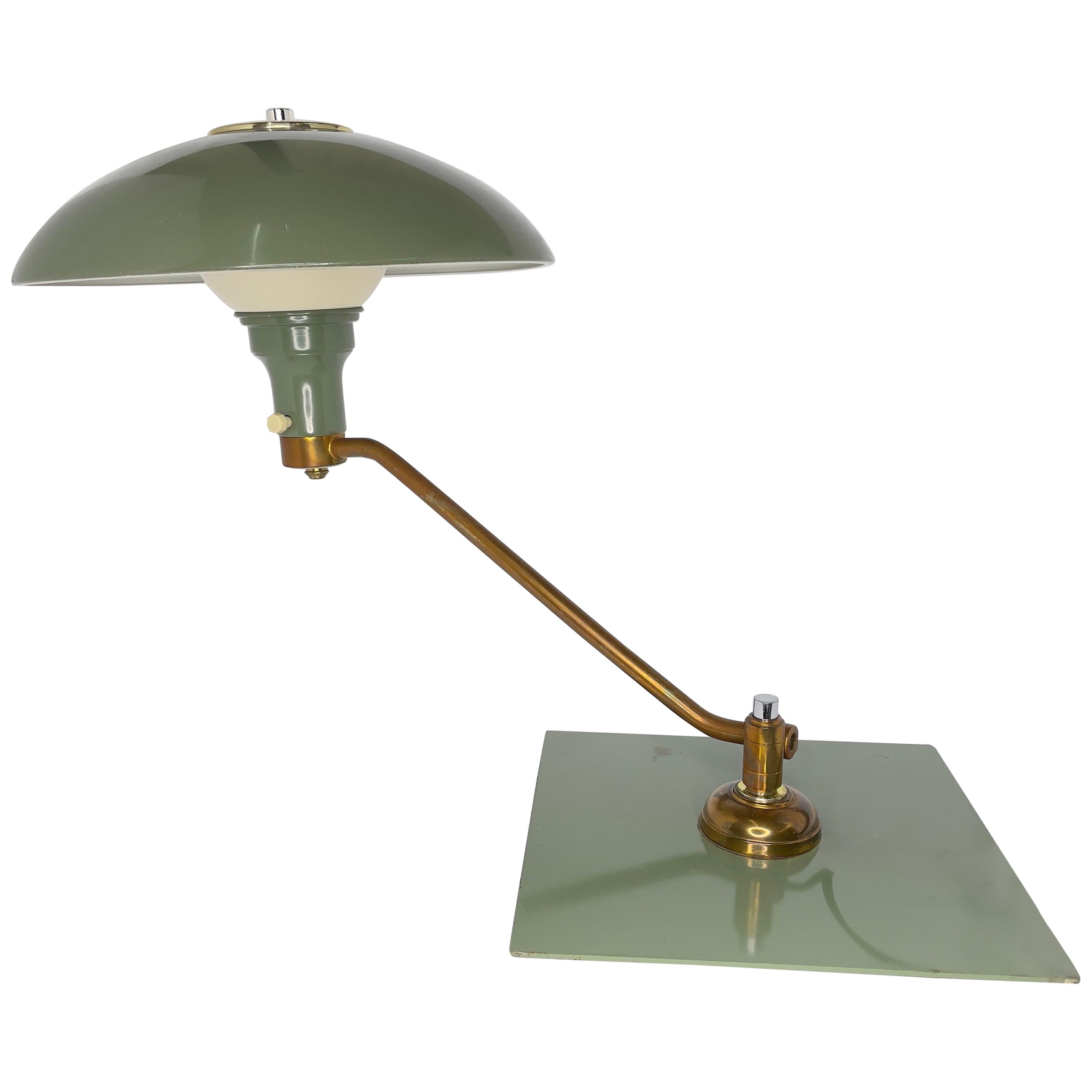 Desk Lamp attributed to M.G. Wheeler's Sight Light Saucer Lamp For Sale