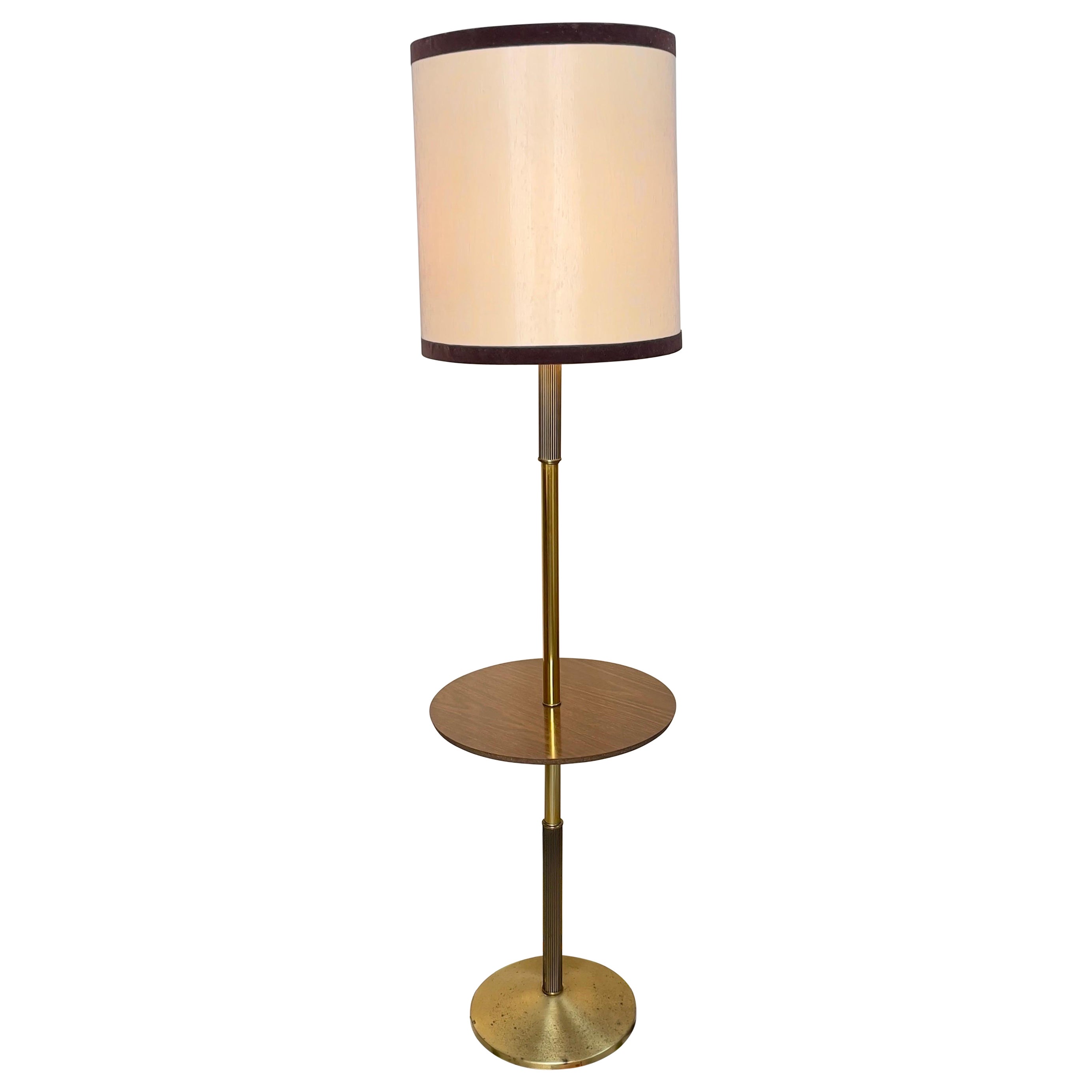 Mid 20th Century Modern Floor Lamp With Table and Lampshade For Sale