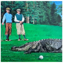 Cuban-American Artist Geiler Gonzalez Painting on Canvas, "Game Over" 