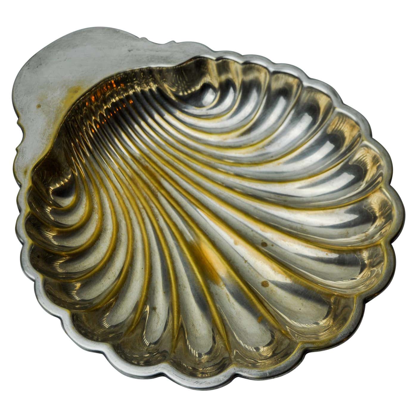 Shell empty pocket, brass, silver plated, Spain, 1970 For Sale at 1stDibs
