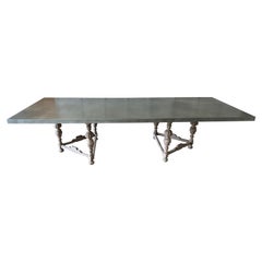 Large 10' Louis XIII Style Zinc Top Dining Room Table