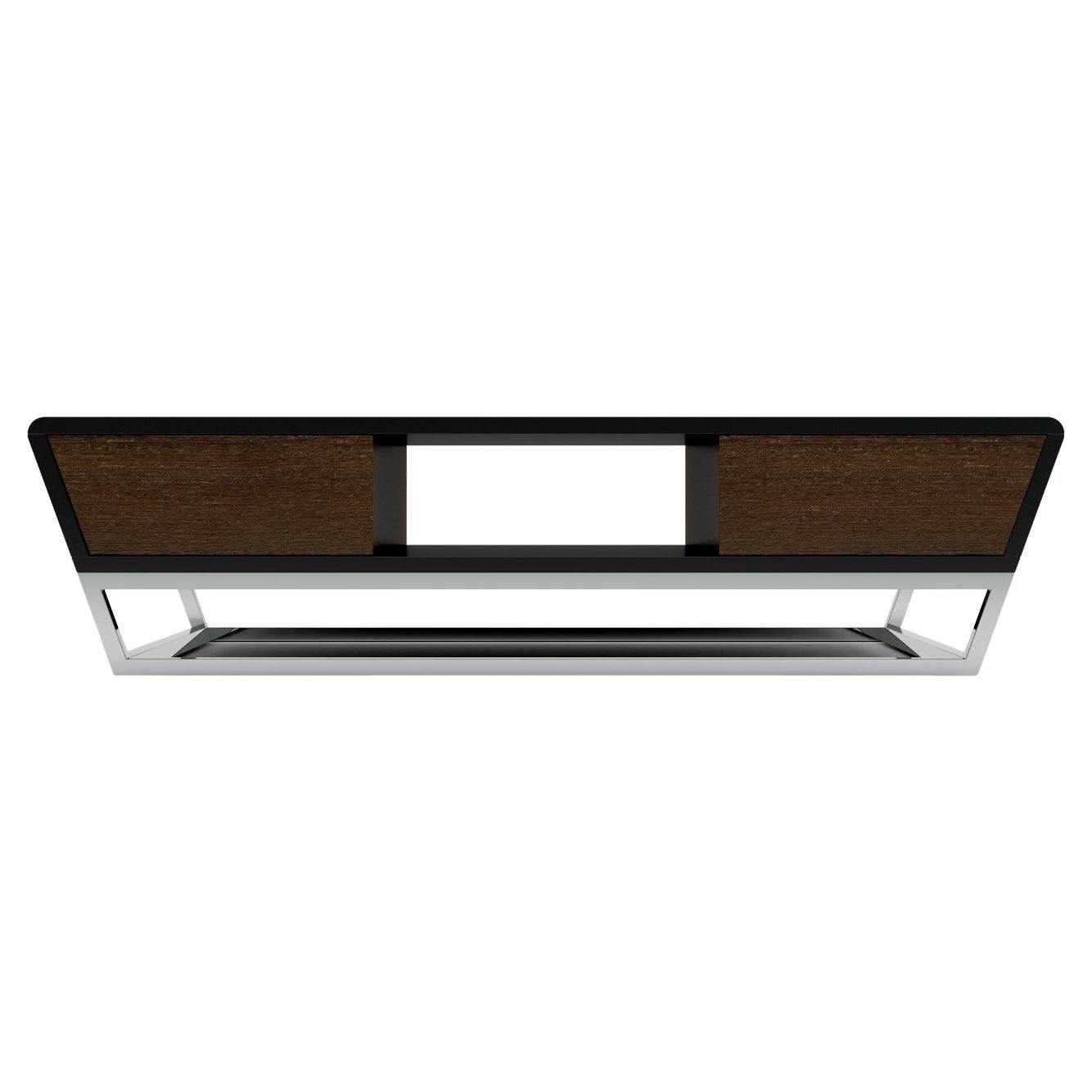 Obsidian Coffee Table - Modern Black Lacquered Table with Stainless Steel Base For Sale