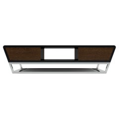 Obsidian Coffee Table - Modern Black Lacquered Table with Stainless Steel Base
