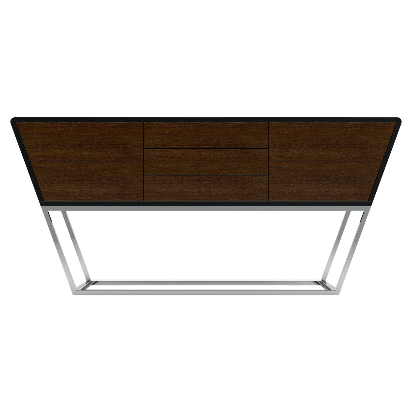 Obsidian Sideboard - Modern Black Lacquered Sideboard with Stainless Steel Base For Sale