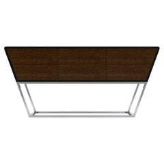 Obsidian Sideboard - Modern Black Lacquered Sideboard with Stainless Steel Base