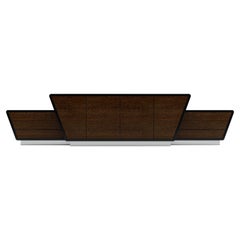Obsidian Large TV Console - Modern Black Lacquered Console with Chromed Plinth