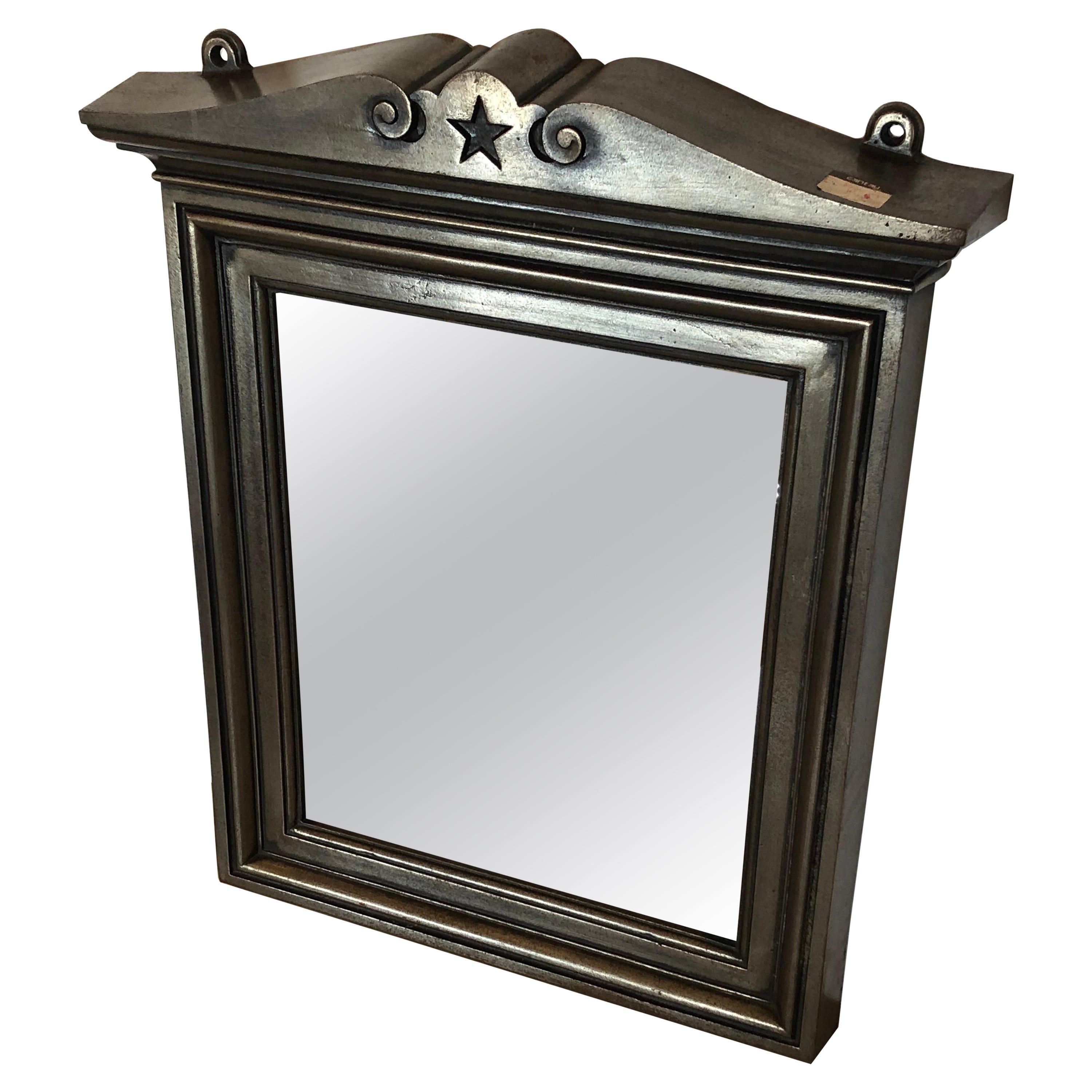 Rare Antique English Architectural Neoclassical Iron Mirror For Sale
