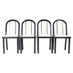4 Post Modern Black Lacquer curved dining chairs Robert Mallet Stevens Style