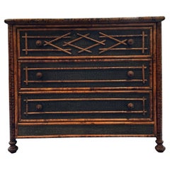 British Colonial Style Burnt Bamboo Dresser Chest 