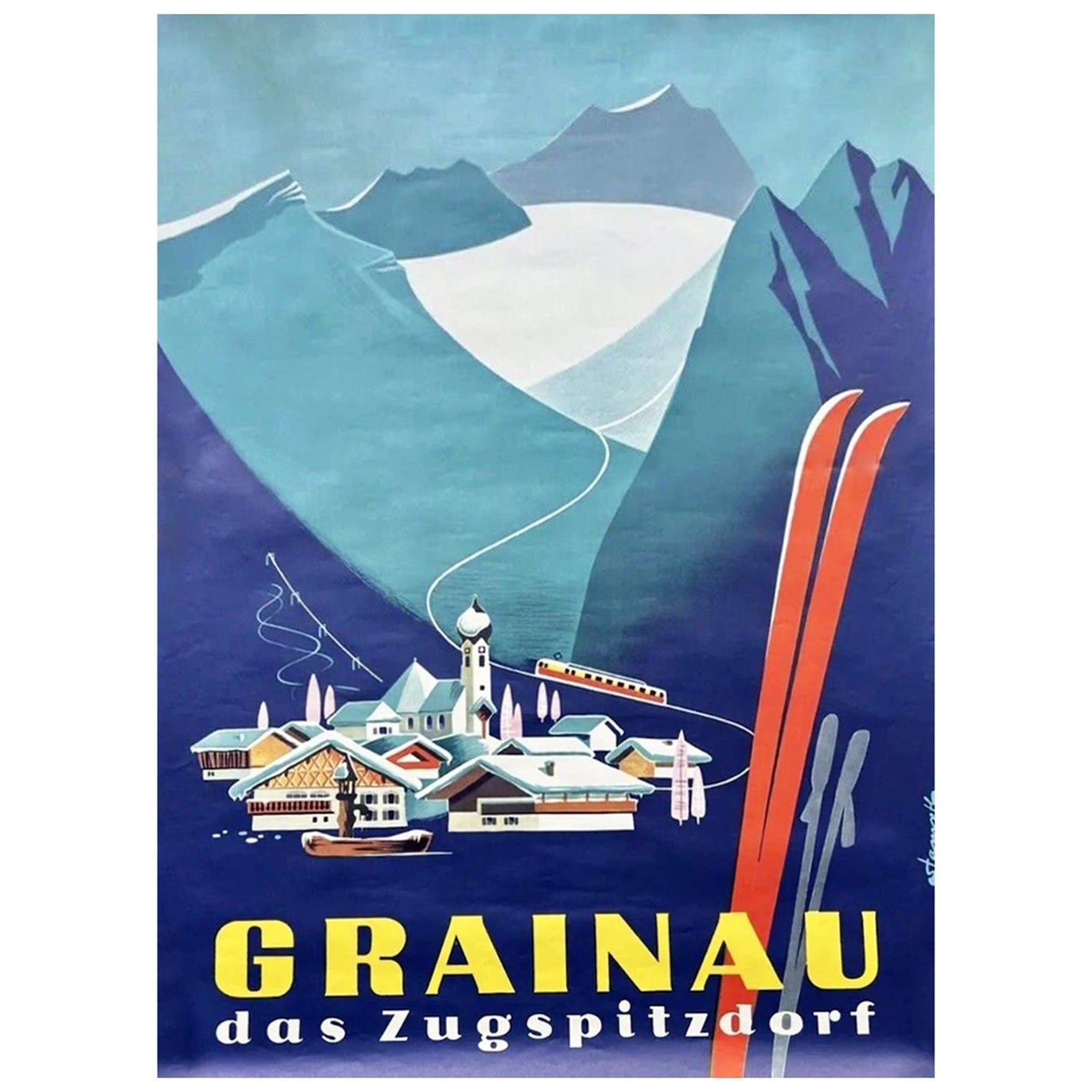 Grainau Original-Vintage-Poster, 1957 im Angebot