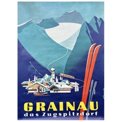 Affiche vintage d'origine de Grainau, 1957