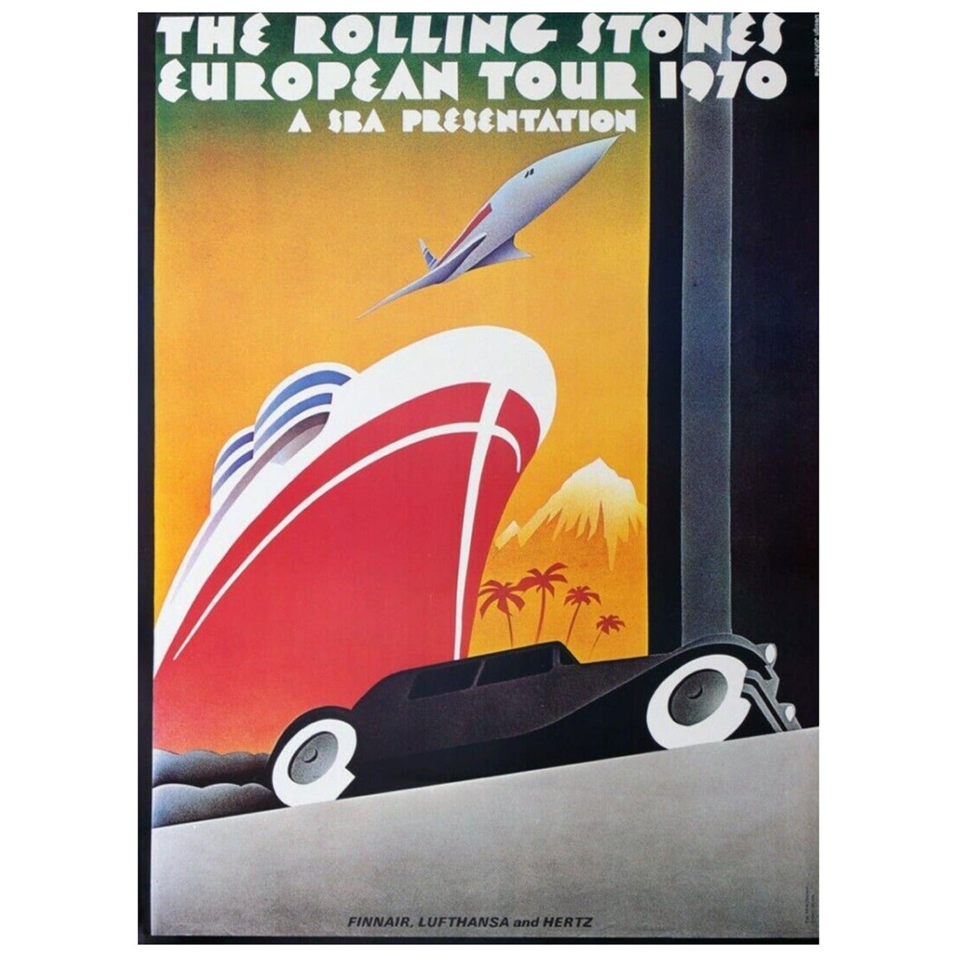 Les Rolling Stones - Tournée européenne de 1970 Affiche vintage d'origine