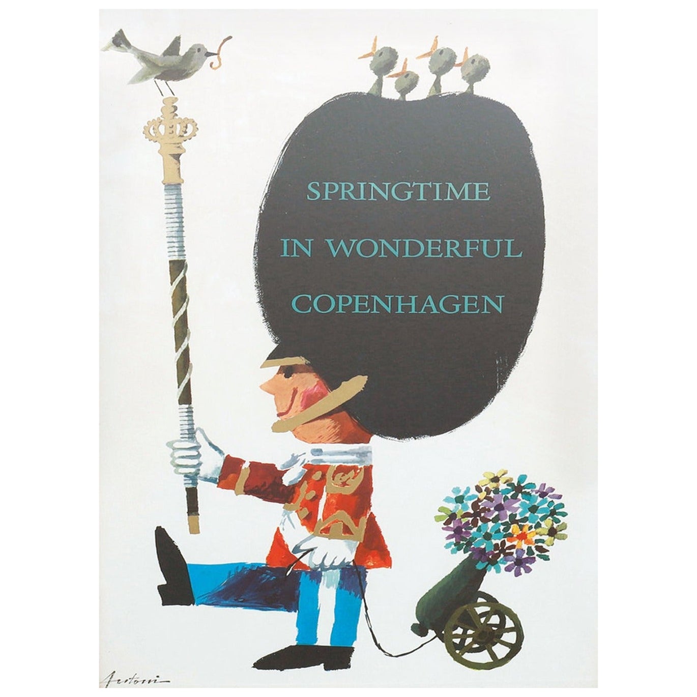 Affiche vintage originale « Springtime in Wonderful Copenhagen », 1961